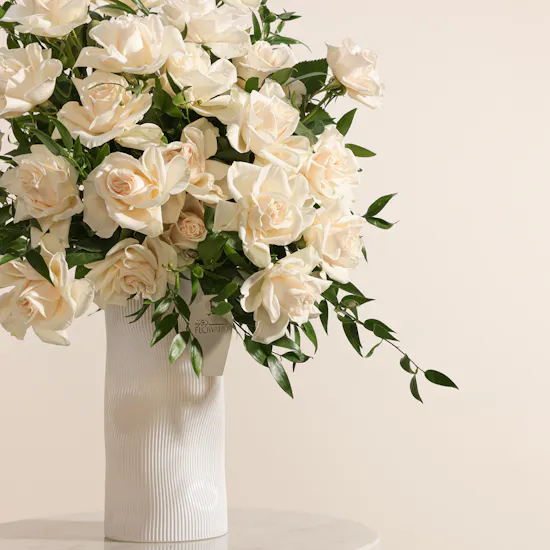 Stunning Birthday White Roses Vase