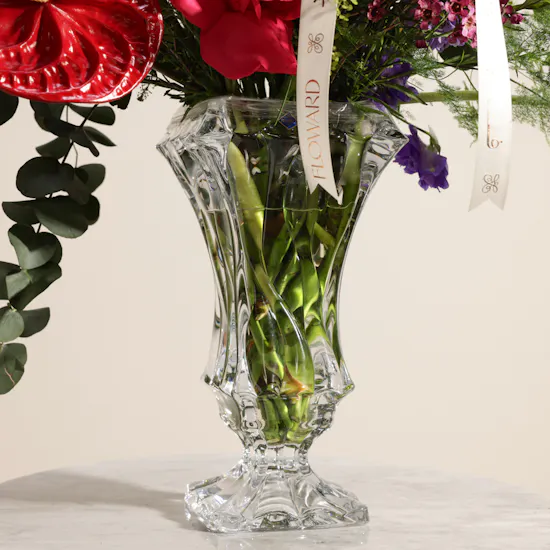 Bohemia Colorful Flowers Crystal Vase
