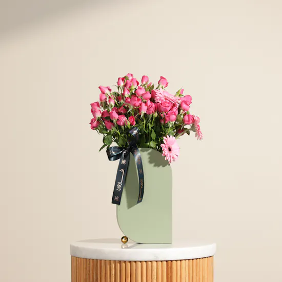 Amazing Fuchsia Baby Rose Vase
