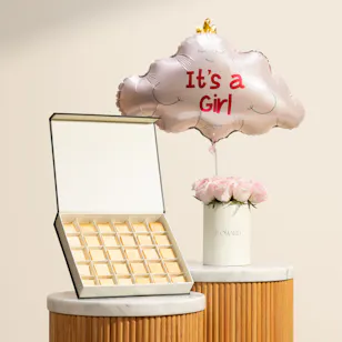 Floward Medium Mix Chocolate Box | It’s A Girl Balloon and Flowers