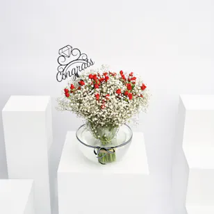 Red & White Congrats Vase