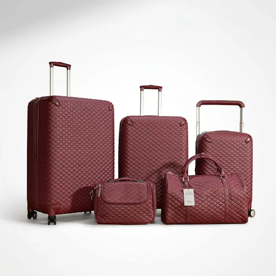 Sumer 5-Piece Classic Burgundy Travel Set