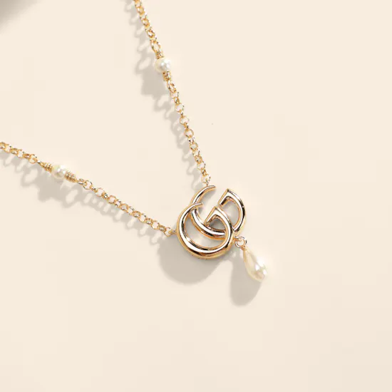 Gucci GG Marmont Gold Tone Plated Pendant Necklace