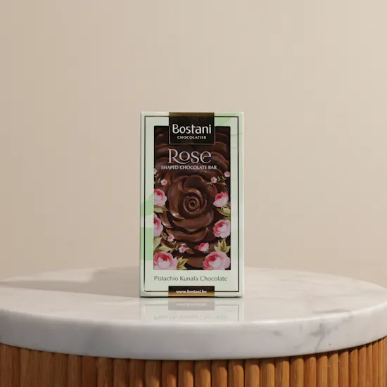 Bostani Pistachio Kunafa Chocolate Rose Bar | 100 gm
