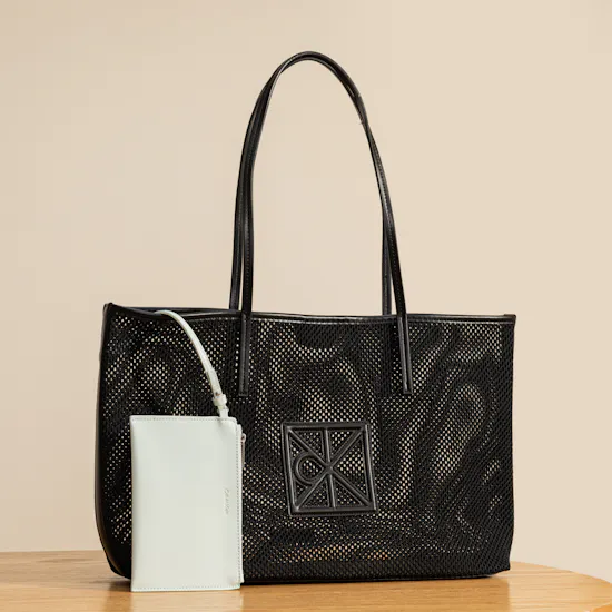 Calvin Klein Black Emblem Mesh Women's Tote Bag