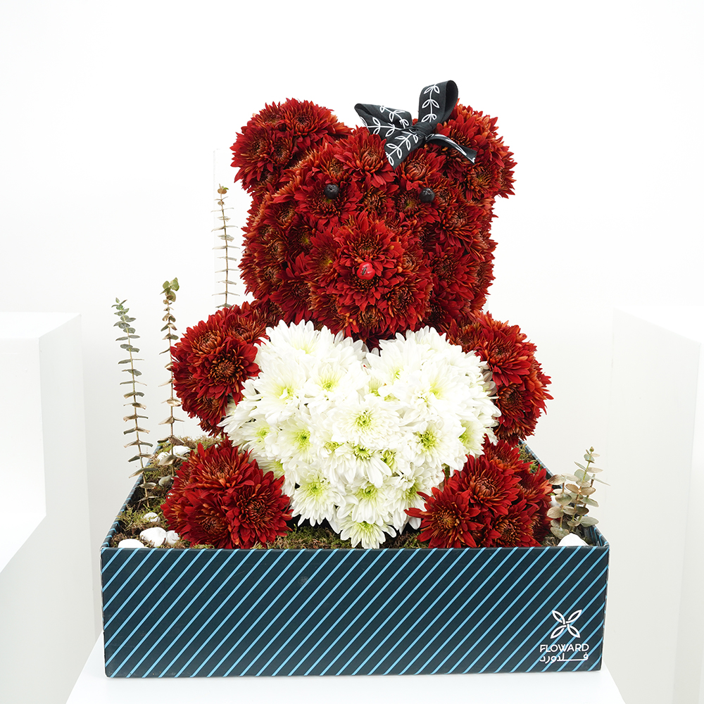 الدميه الدب الأحمر | قلب أبيض