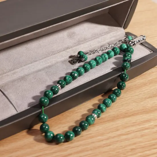 Zayan Malachite Rosary with Silver
