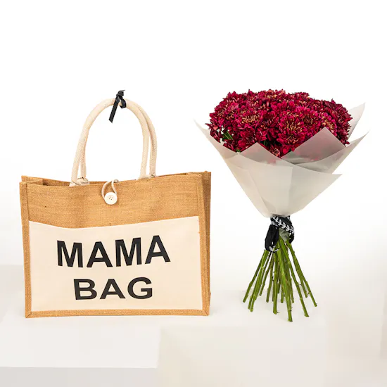 Dee mama Mama Tote Bag | Red Chrysanthemum