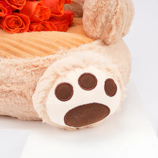 Floward Large Plush Bear with 15 Orange Roses Bouquet