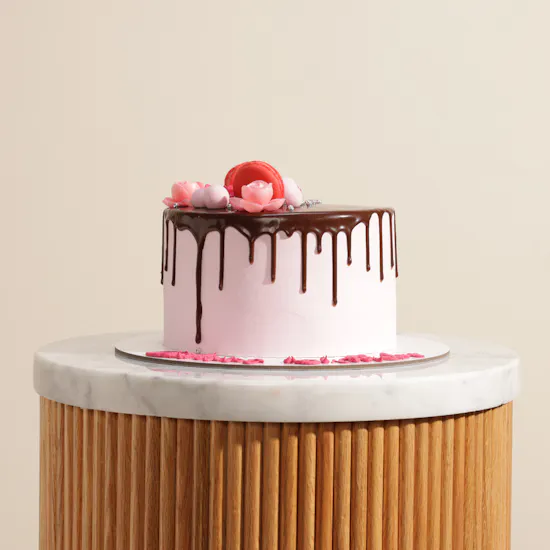 Mister Baker Pink Floral Chocolate Drip Birthday Cake
