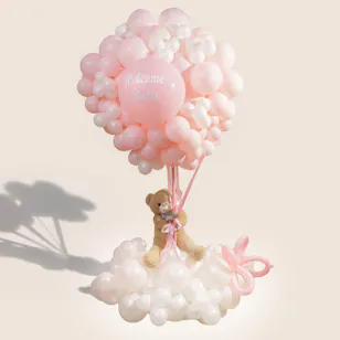 Balloonizer Welcome Baby Girl Balloons  & Teddy Bear Set