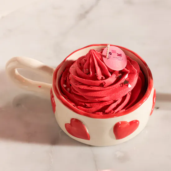 Done By SHK Red Velvet Candle in Heart Cup | I Love You Balloon