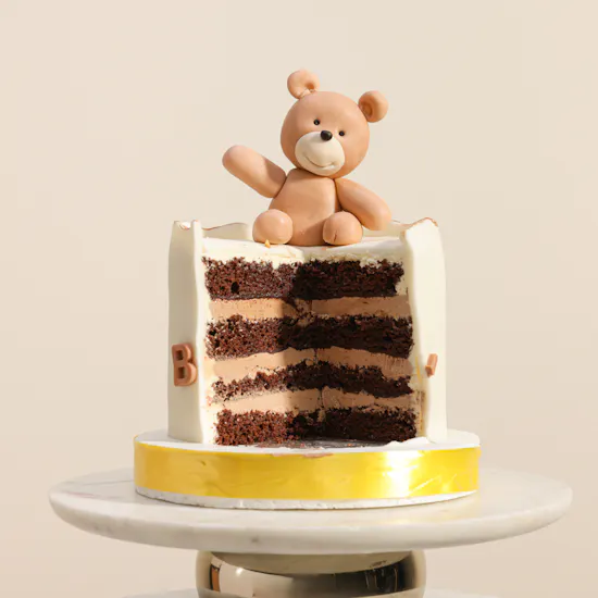 Madeleine Teddy Bear Happy Birthday Cake | Happiest Flowers Bouquet