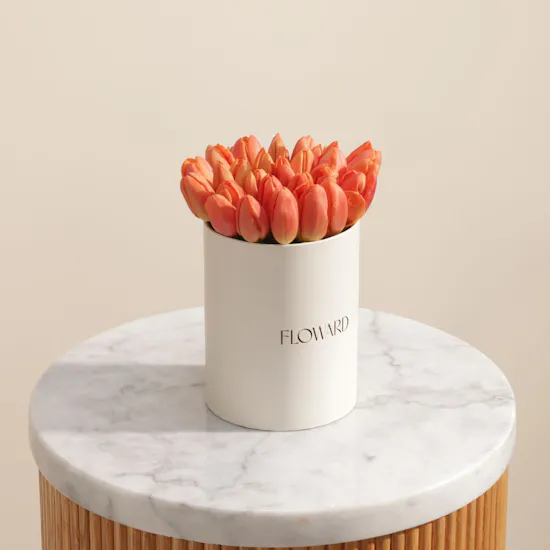 Orange Tulip Touch Flower Box | 30 Flowers