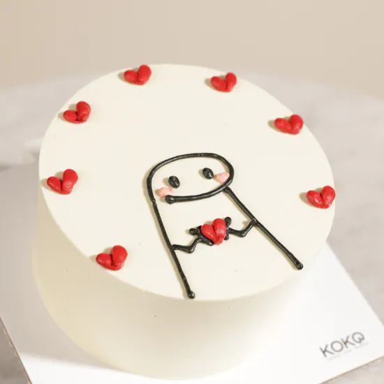 Koko Bakery Stickman Heart Bento Cake | Classy Red Flowers Bouquet