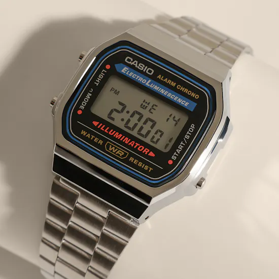 Casio Silver-Tone Vintage Retro Mirror Unisex Digital Watch