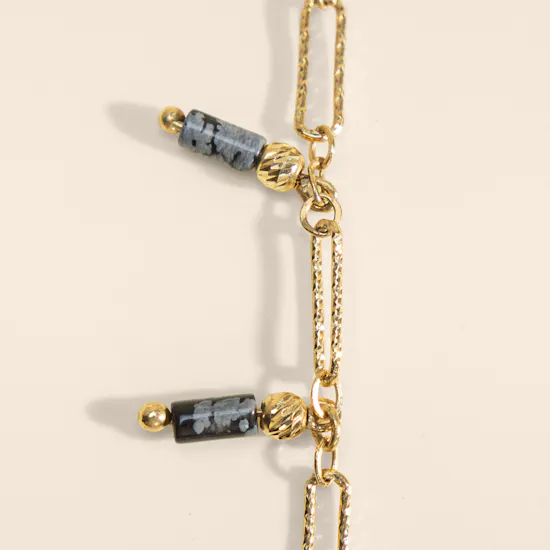 Siran by Iram Dangling Blue Tube Stone Gold Bracelet