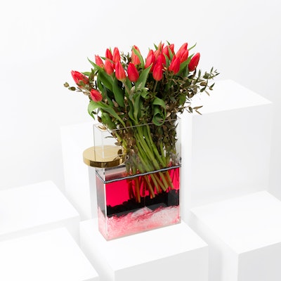 Elegant Red Tulip Vase