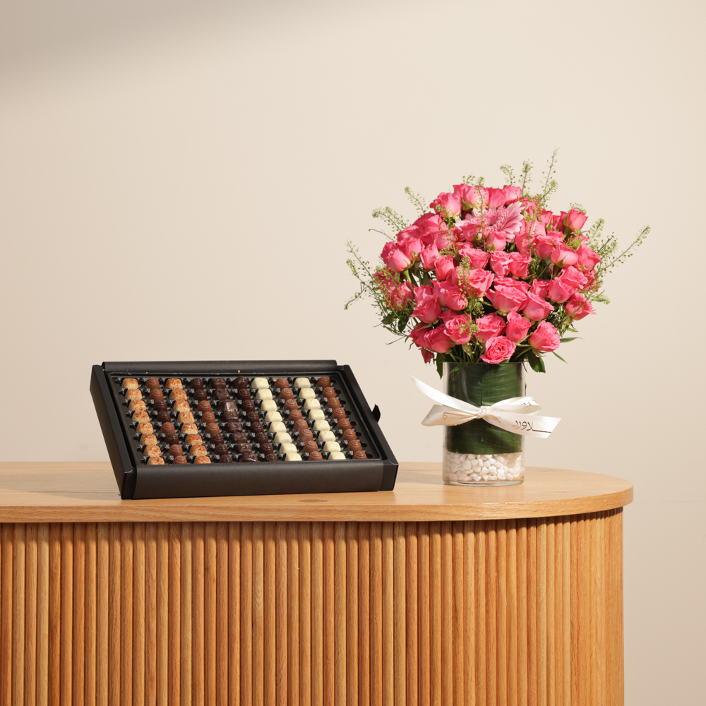 صندوق شوكولاتة بتيت من أنوش | فازة زهور جميلة