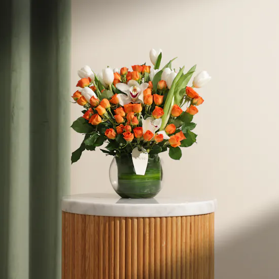 Vibrant Rose and Tulip Vase