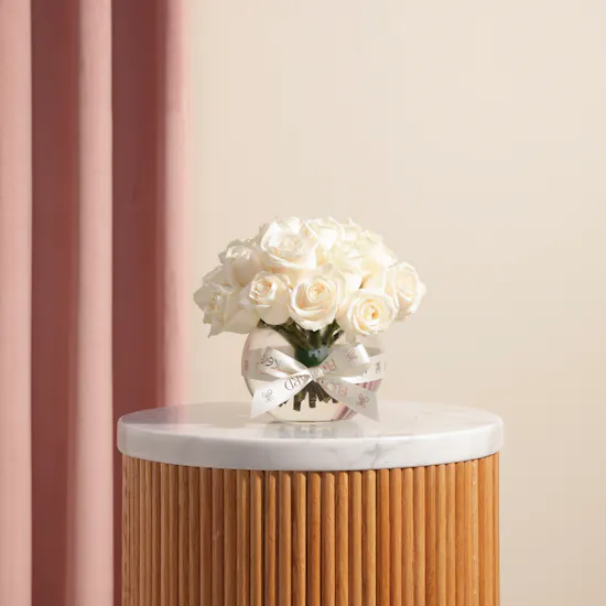 Sophisticated White Roses Vase | 25 Roses