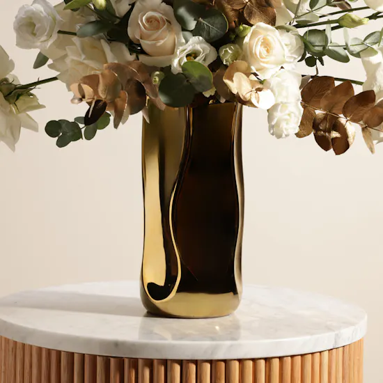 Sunlit Ivory Flowers Vase