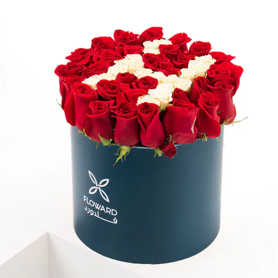 White Baby Rose Letter | Red Roses Box