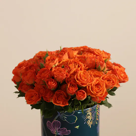 Warm Orange Baby Rose Box | 25 Flowers