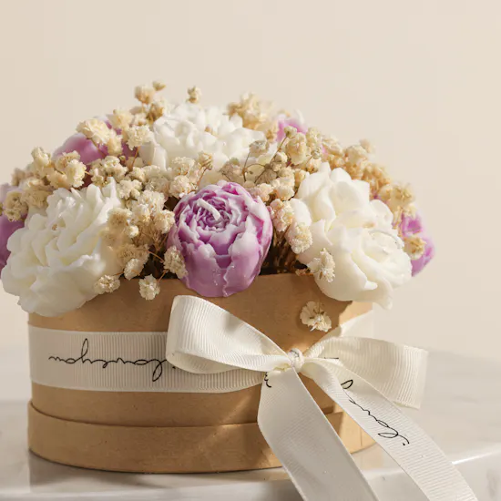 Done By SHK Small Candle Purple and White Bouquet