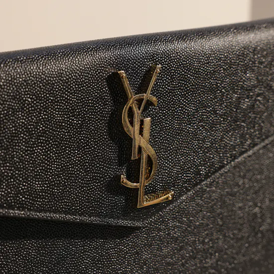 Yves Saint Laurent Uptown Grain de Poudre Women’s Leather Black Pouch