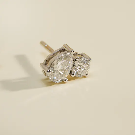 EverPromise By Gold Land Round & Pear Diamond Earrings