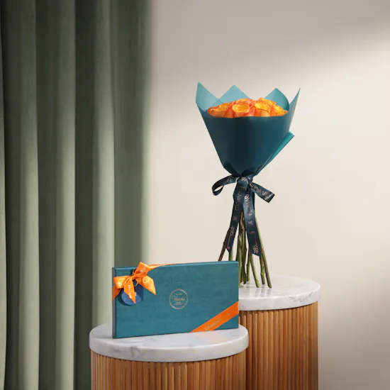 Venchi Murrine Chocoviar and Ingot Chocolate Blue Gift Box | Delicate Flowers