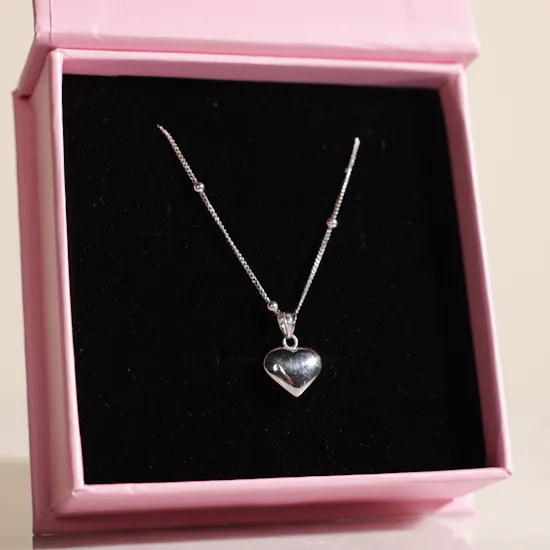 Zia Heart Charm Silver Necklace