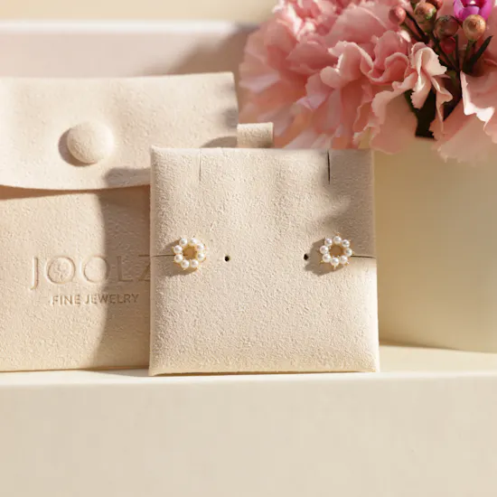 Joolz Kids Pearl Rose Gold Earrings | Quiet Grace Flower Box