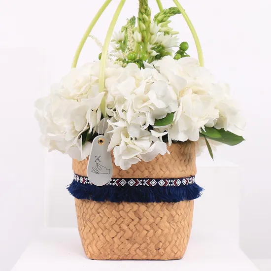 White Flowers | Ceramic plant pot