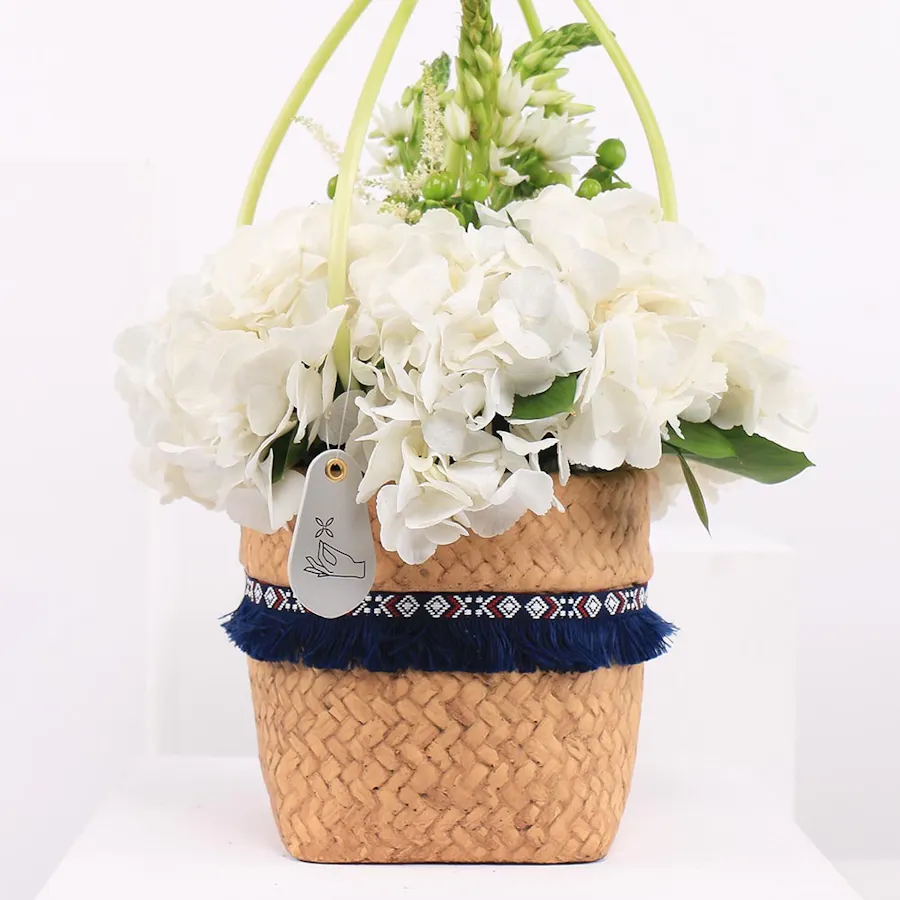White Flowers | Ceramic plant pot  3