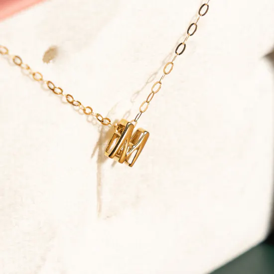 L'azurde Letter M Gold Necklace
