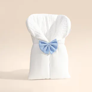 White & Grey White Bamboo Baby Sleeping Bag with Blue Bow White & Grey White Bamboo Baby Sleeping Bag with Blue Bow