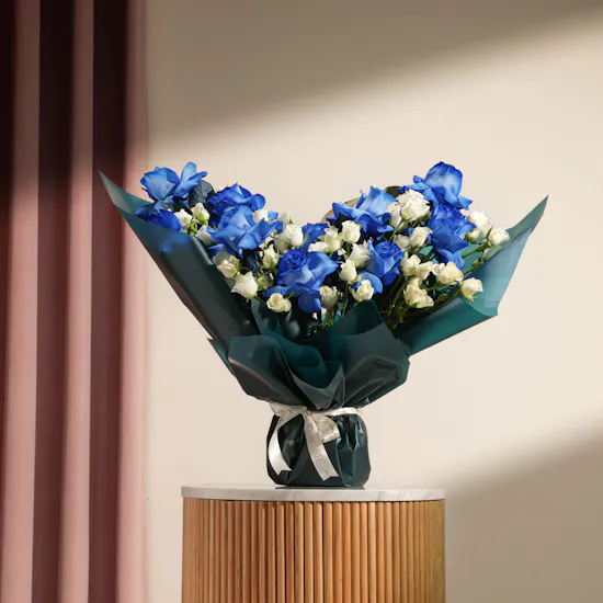 Azure & Ivory Harmony Flowers Bouquet