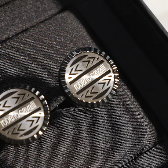 Roberto Cavalli Silver and Black Cufflinks