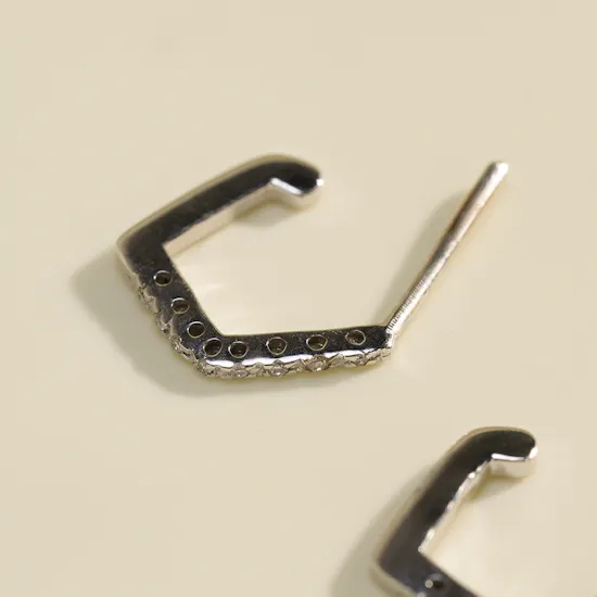 Gold Land Semi Pentagon Shape Earrings