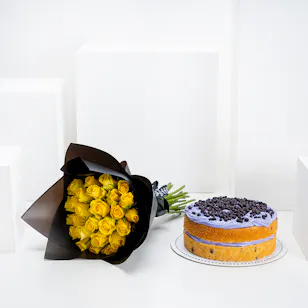 Yara's Corner Lemon Blueberry Cake | Yellow Roses Bouquet