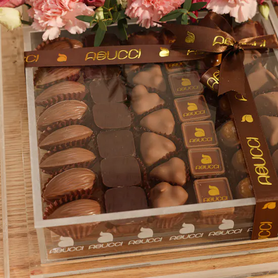 Abucci Chocolate Box & Pink Flowers