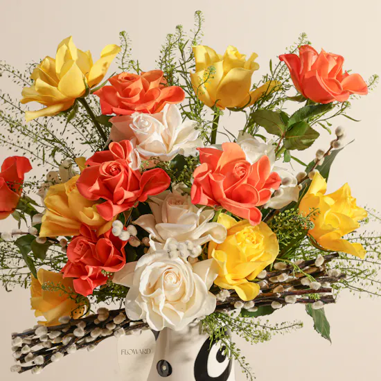 Golden Glow Flowers Vase