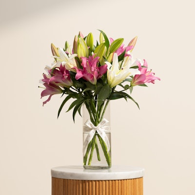 Pink & White Lilies Vase Pink & White Lilies Vase