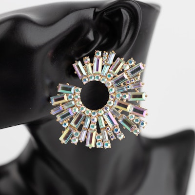Incanto Round Earrings with Colorful Zircon Stones - Gold plated