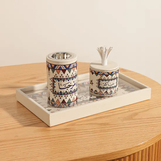 Cascades Mabkhara and Leather Tray Set