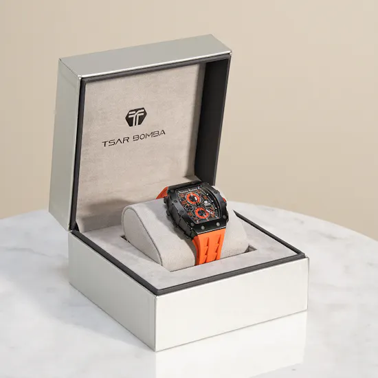 Tsar Bomba Elemental Quartz Black Orange Men's Watch