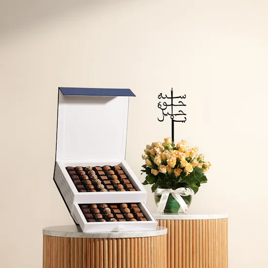 Sweetzerland Prestige Chocolate Box | Birthday Baby Roses Vase