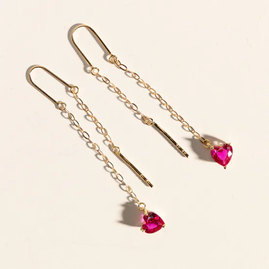 L'azurde Pink Heart Earrings